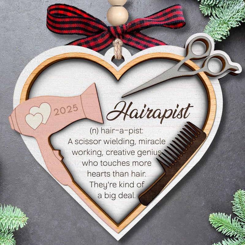 TEEBIM Hairdresser Gifts for Women - Hairdresser, Hair Stylist Ornaments, Barber, Beautician, Cosmetology Ornaments - Gifts for Hairdressers Female, Hair Dresser, Cosmetologist - Wood Beauty Ornament - Image 1